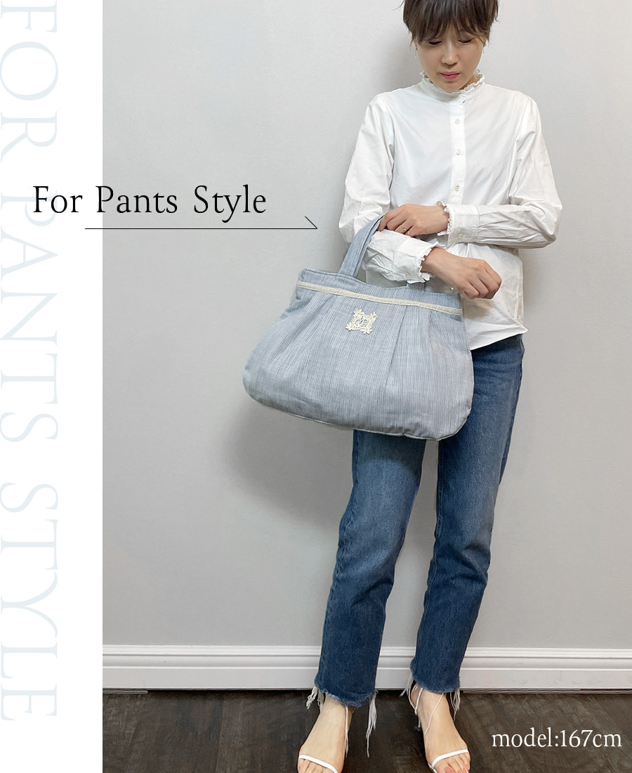 ラウンドバッグ cotton stripe コットンストライプシリーズ