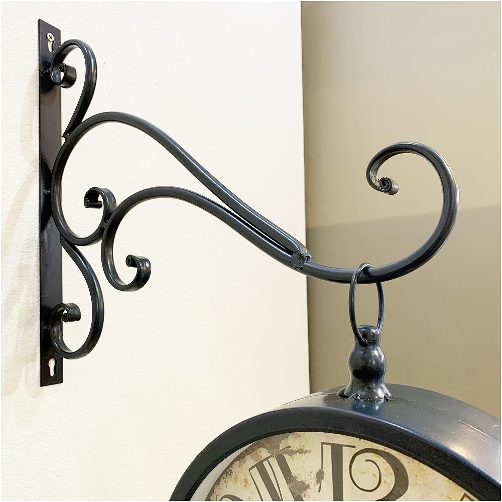 クラシック ステーションクロック ブルー 両面 ウォールクロック