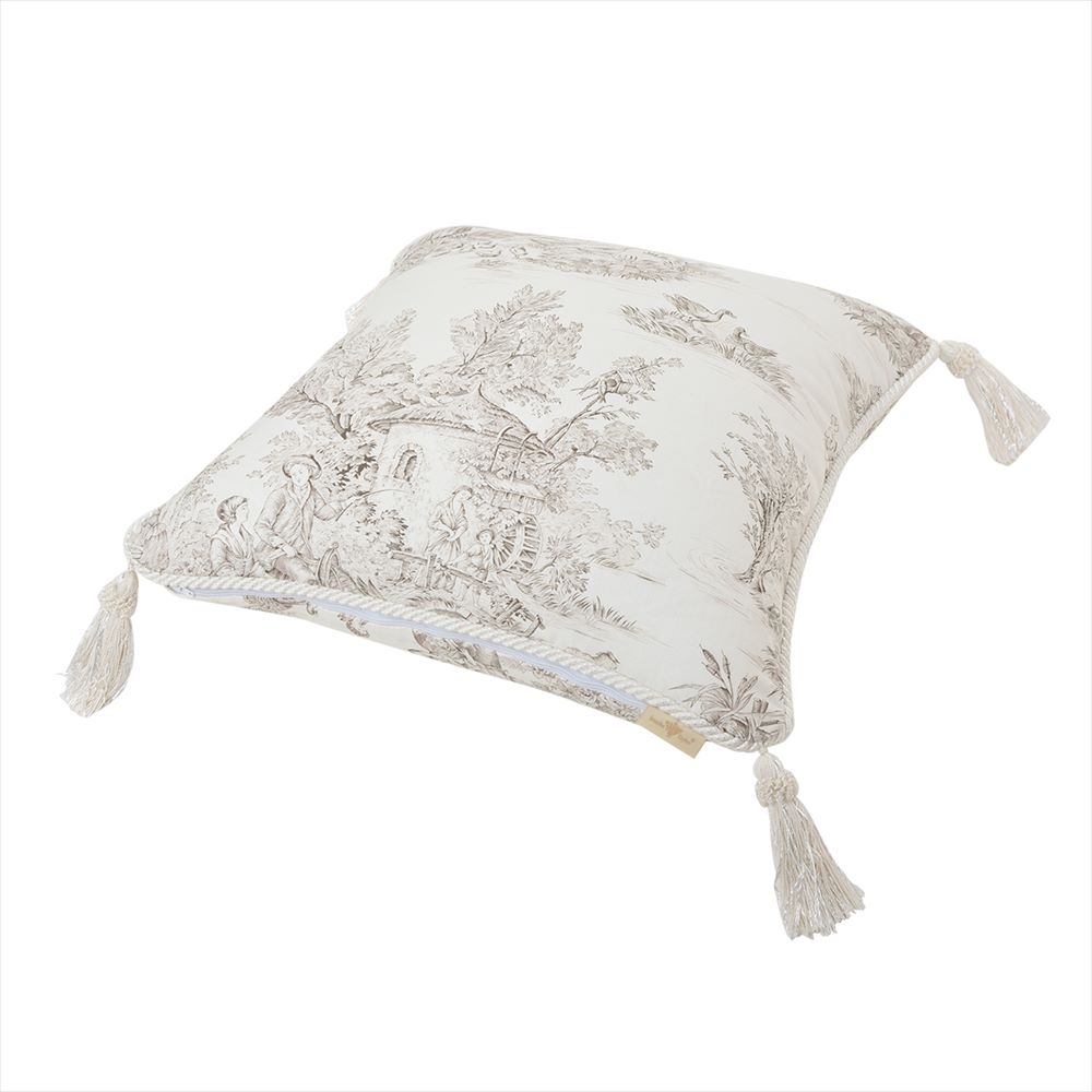 ジェニファーテイラー クッション 大柄 45x45cm Toile de Jouy トワルドジュイ Jennifer Taylor 33137CU