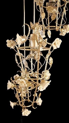 プリセスインテリア シャンデリア 3灯 陶花