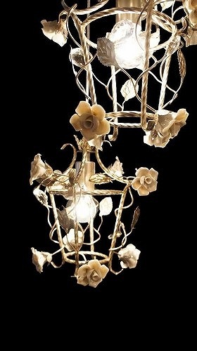 プリセスインテリア シャンデリア 3灯 陶花