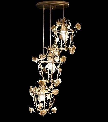 プリセスインテリア シャンデリア 3灯 陶花