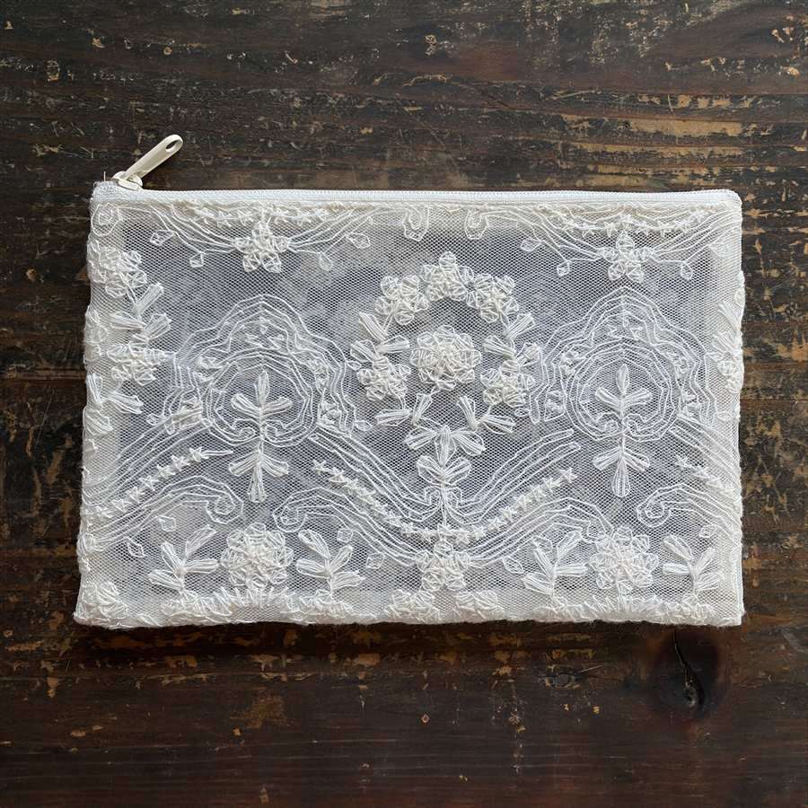 チュールレースビニールポーチ 12x20cm