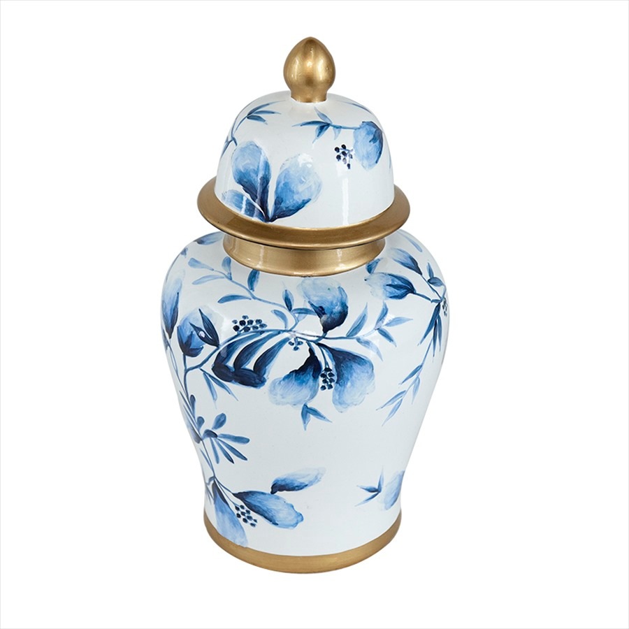 シノワズリ 蓋付壺小 磁器 2サイズ展開 ジャー ディスプレイ カフェ レストラン 店舗 置物 置き物 お菓子入れ