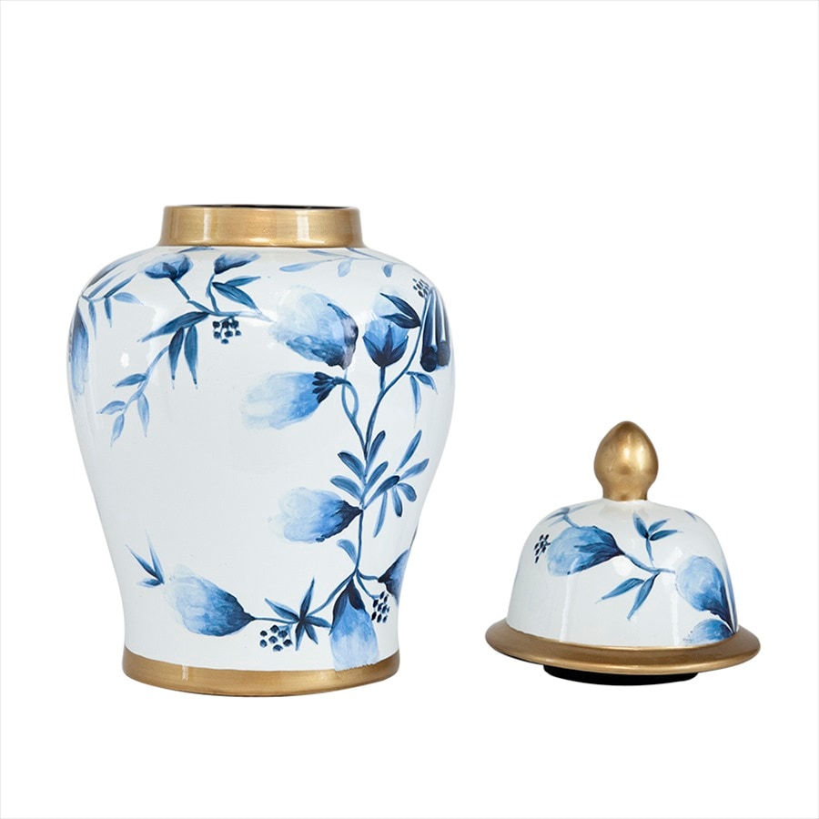 シノワズリ 蓋付壺小 磁器 2サイズ展開 ジャー ディスプレイ カフェ レストラン 店舗 置物 置き物 お菓子入れ