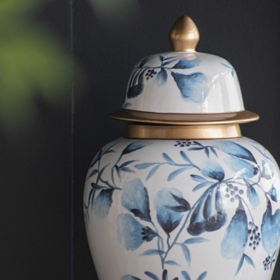 シノワズリ 蓋付壺小 磁器 2サイズ展開 ジャー ディスプレイ カフェ レストラン 店舗 置物 置き物 お菓子入れ