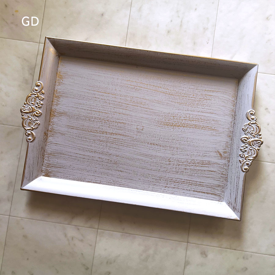プリンセスインテリア トレイ アンティーク仕上げ 長方形 Lサイズ