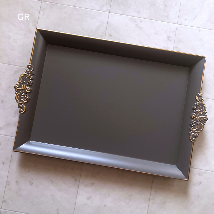 プリンセスインテリア トレイ アンティーク仕上げ 長方形 Lサイズ