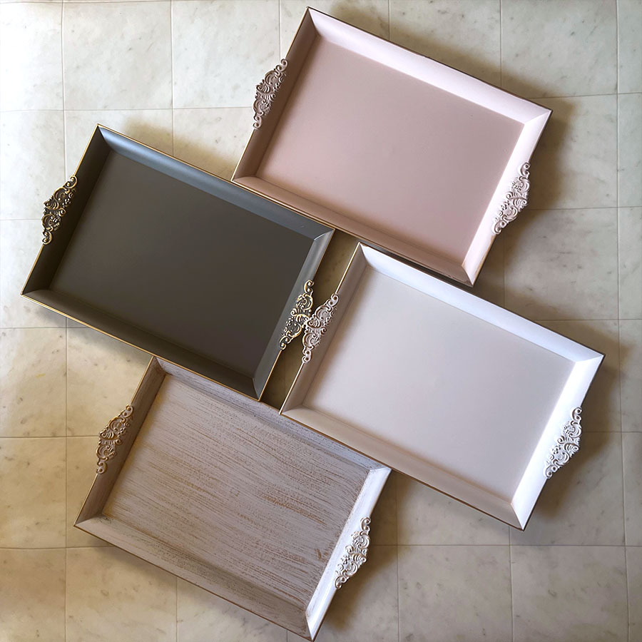 プリンセスインテリア トレイ アンティーク仕上げ 長方形 Lサイズ