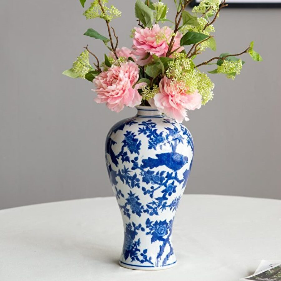シノワズリ 磁器 花びん 花器 ジャー ディスプレイ カフェ レストラン 店舗 置物 置き物 お菓子入れ