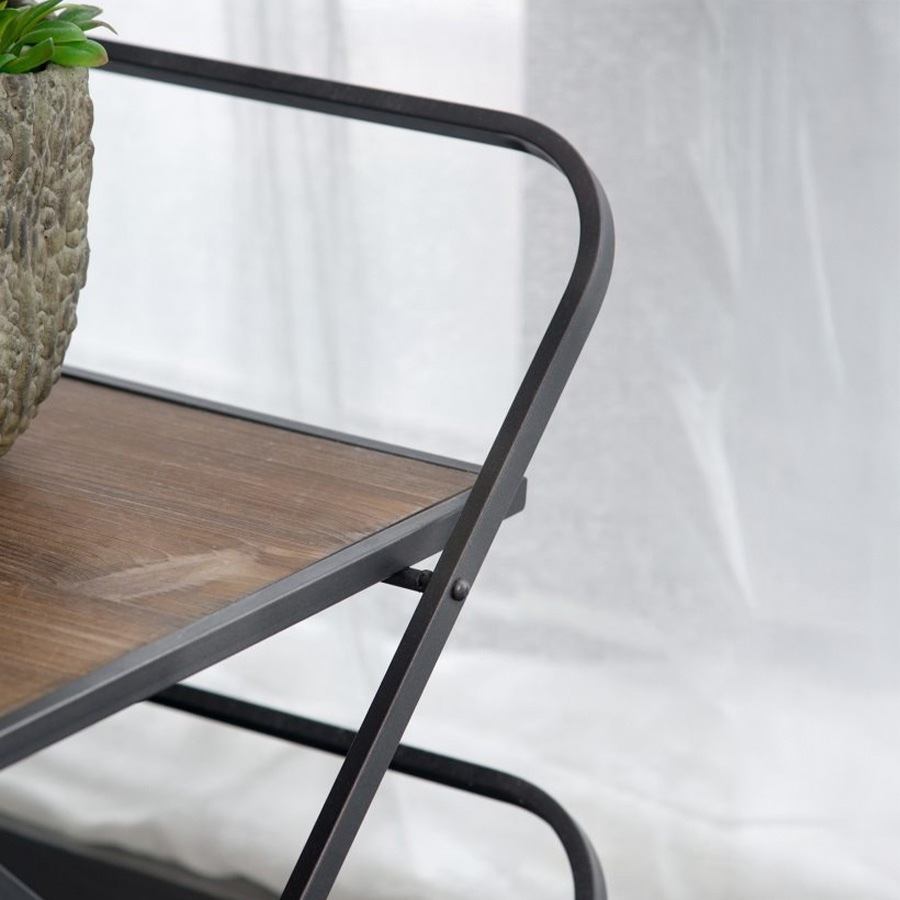 3段シェルフ 高さ78cm 木製 アイアン