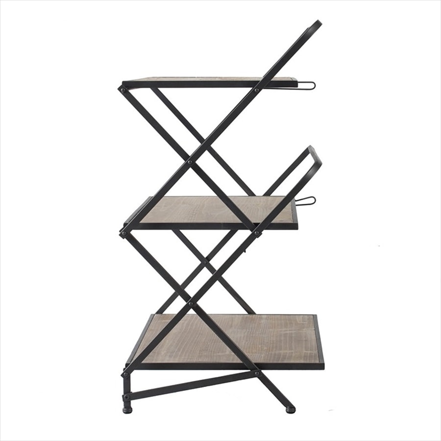 3段シェルフ 高さ78cm 木製 アイアン