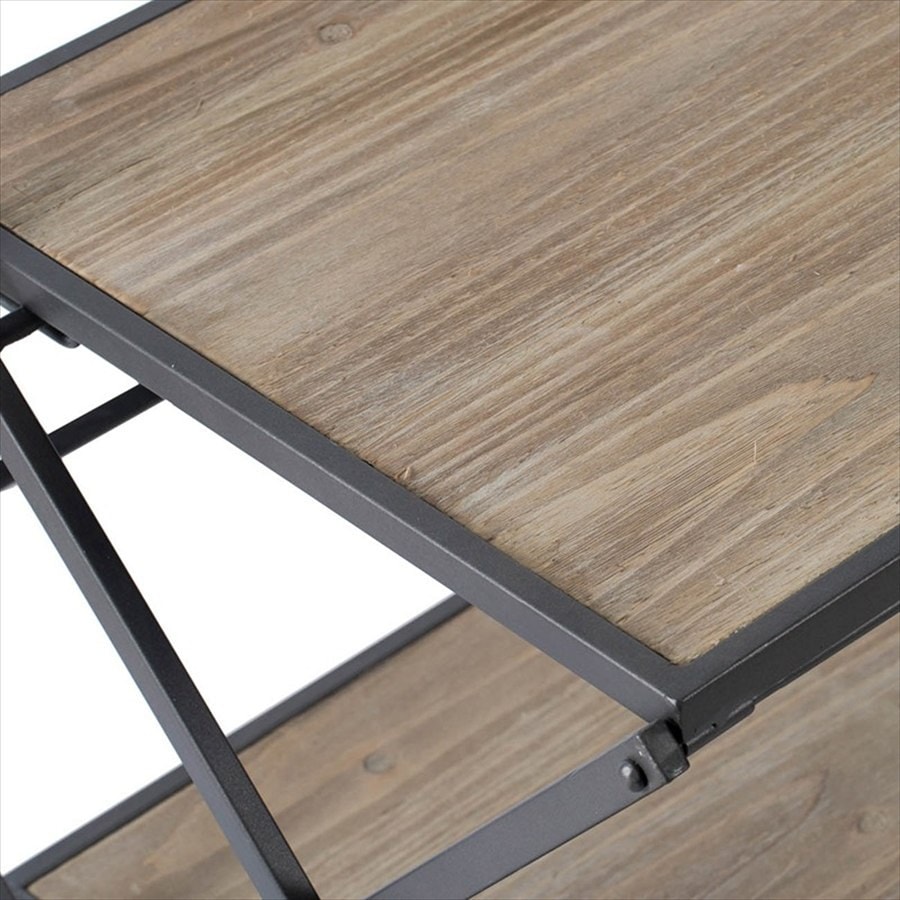 3段シェルフ 高さ78cm 木製 アイアン