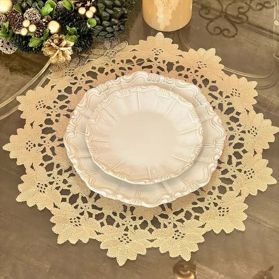 ランチョンマット ラウンド ゴールド 38cm