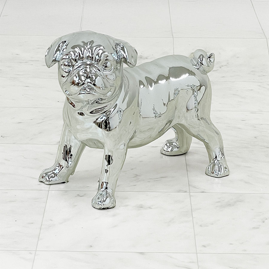 子犬 ペア シルバー 置物