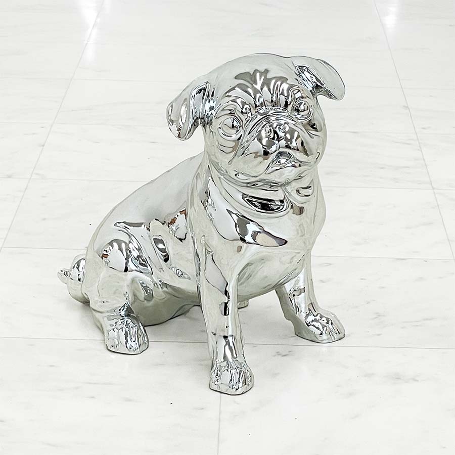 子犬 ペア シルバー 置物