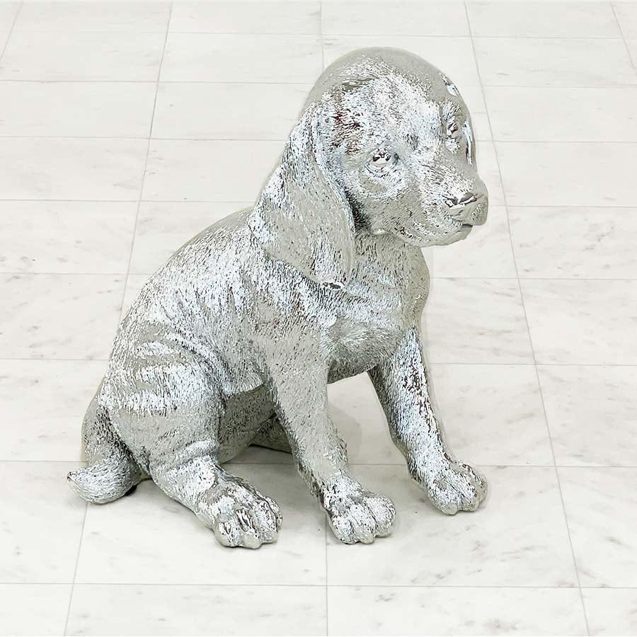 2色展開 子犬 ゴールド シルバー 置物