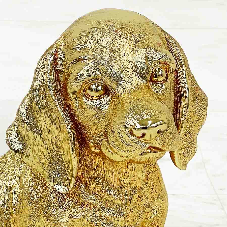 2色展開 子犬 ゴールド シルバー 置物