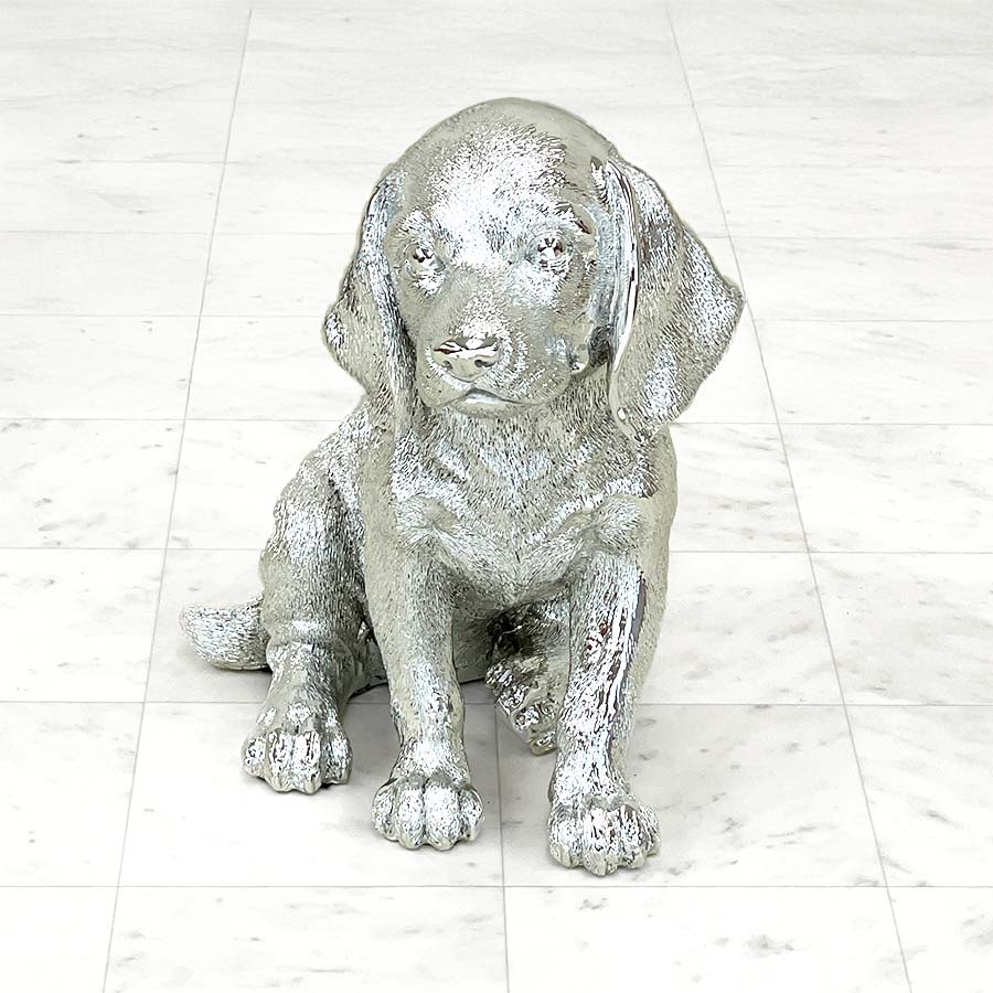 2色展開 子犬 ゴールド シルバー 置物