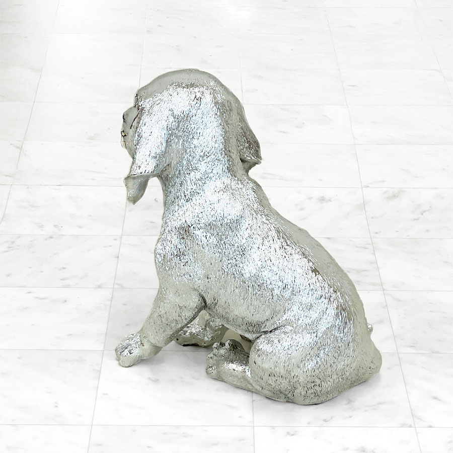2色展開 子犬 ゴールド シルバー 置物
