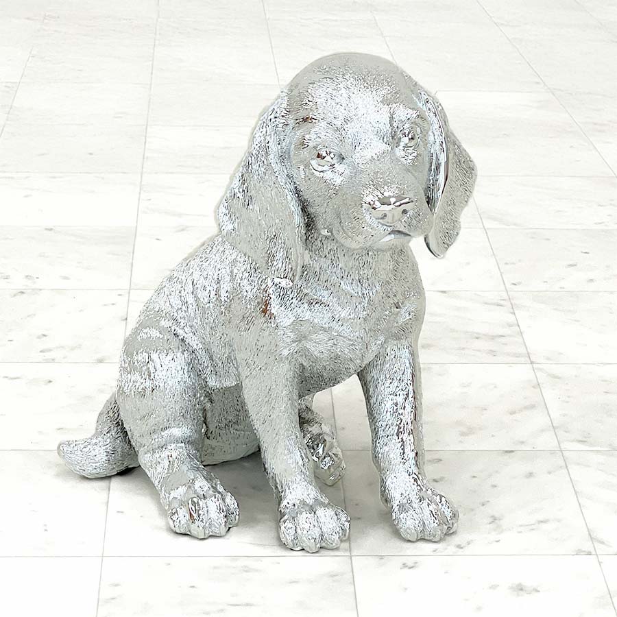 2色展開 子犬 ゴールド シルバー 置物