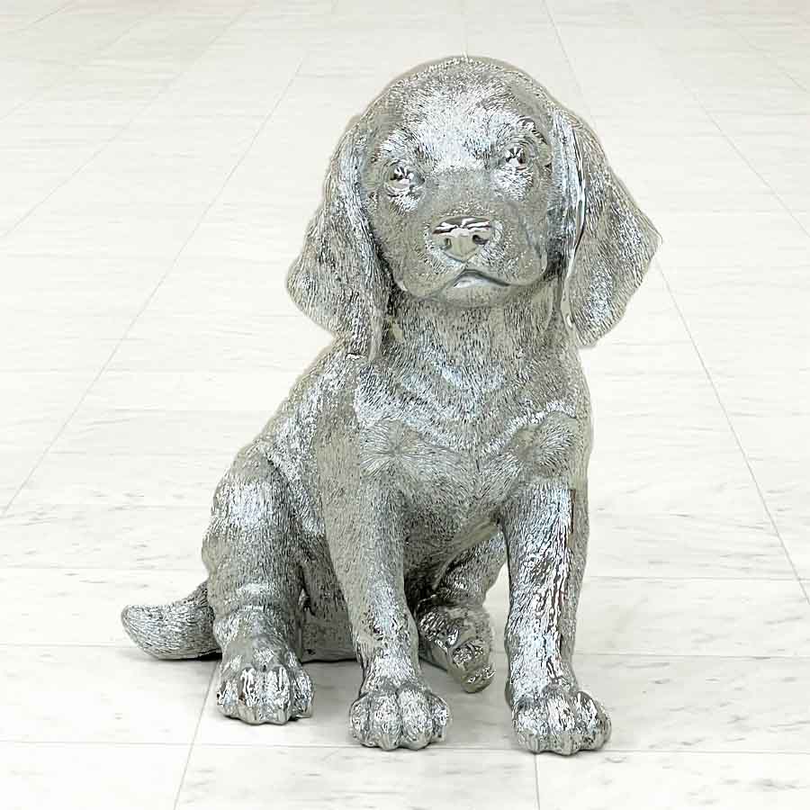 2色展開 子犬 ゴールド シルバー 置物