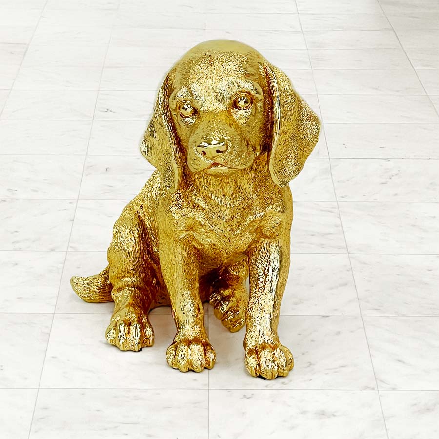 2色展開 子犬 ゴールド シルバー 置物