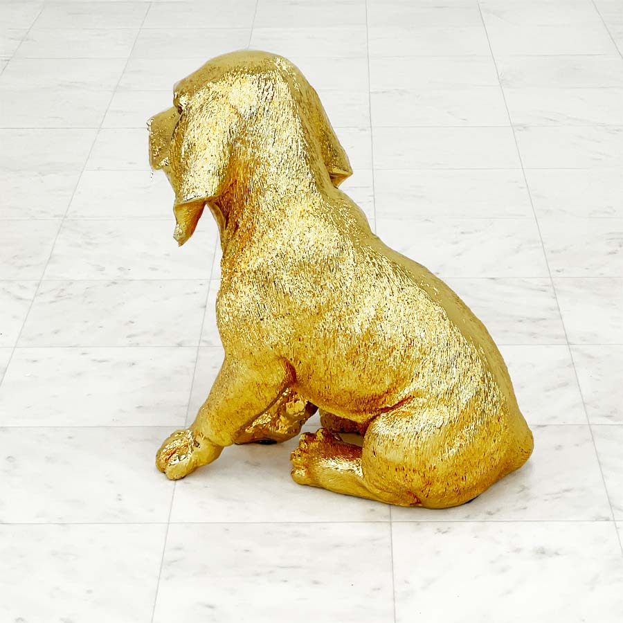 2色展開 子犬 ゴールド シルバー 置物