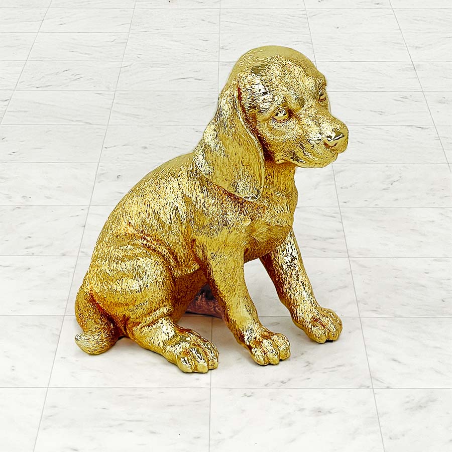 2色展開 子犬 ゴールド シルバー 置物