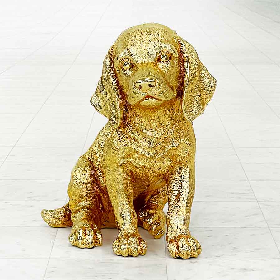 2色展開 子犬 ゴールド シルバー 置物