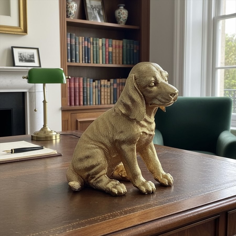 2色展開 子犬 ゴールド シルバー 置物