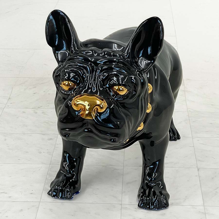 ブルドッグ 犬  ブラック 置物