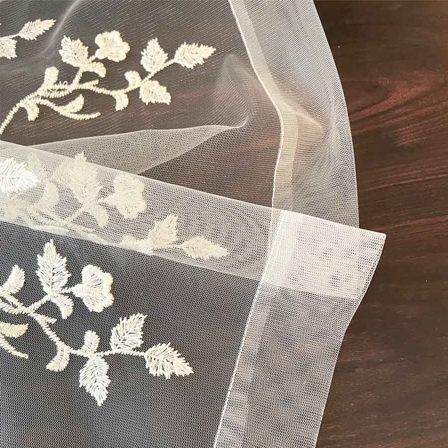 4サイズ展開 Cotton Flower カフェカーテン 高さ30×幅120cm ベージュ