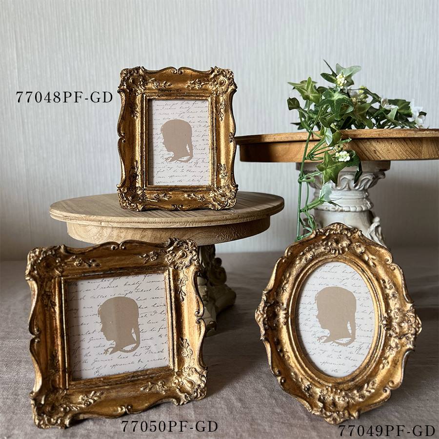 シャビーシック ゴールド オーバル フォトフレーム