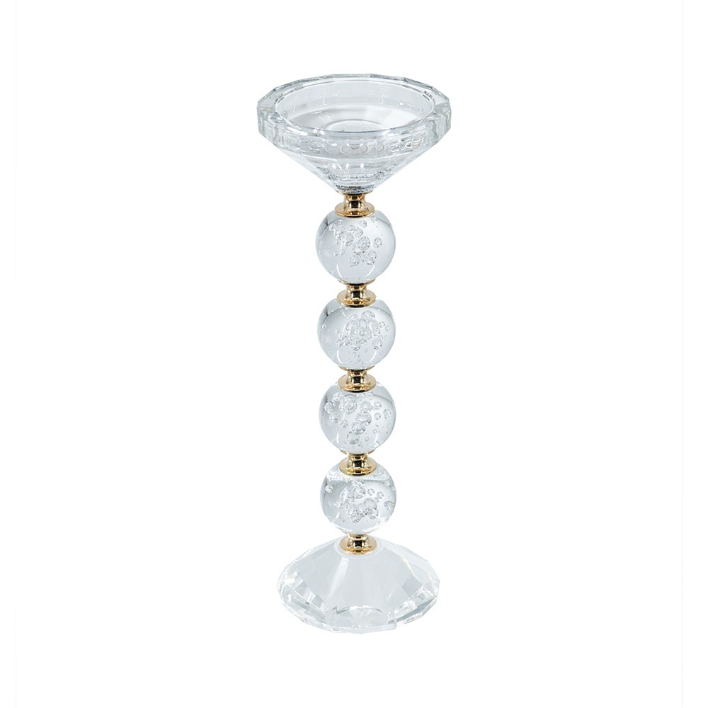 2サイズ展開 ガラス×ゴールド キャンドルホルダー L 