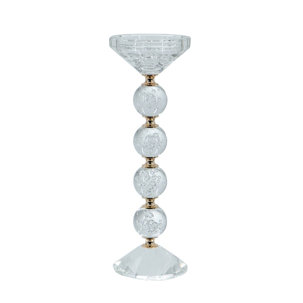 2サイズ展開 ガラス×ゴールド キャンドルホルダー L 