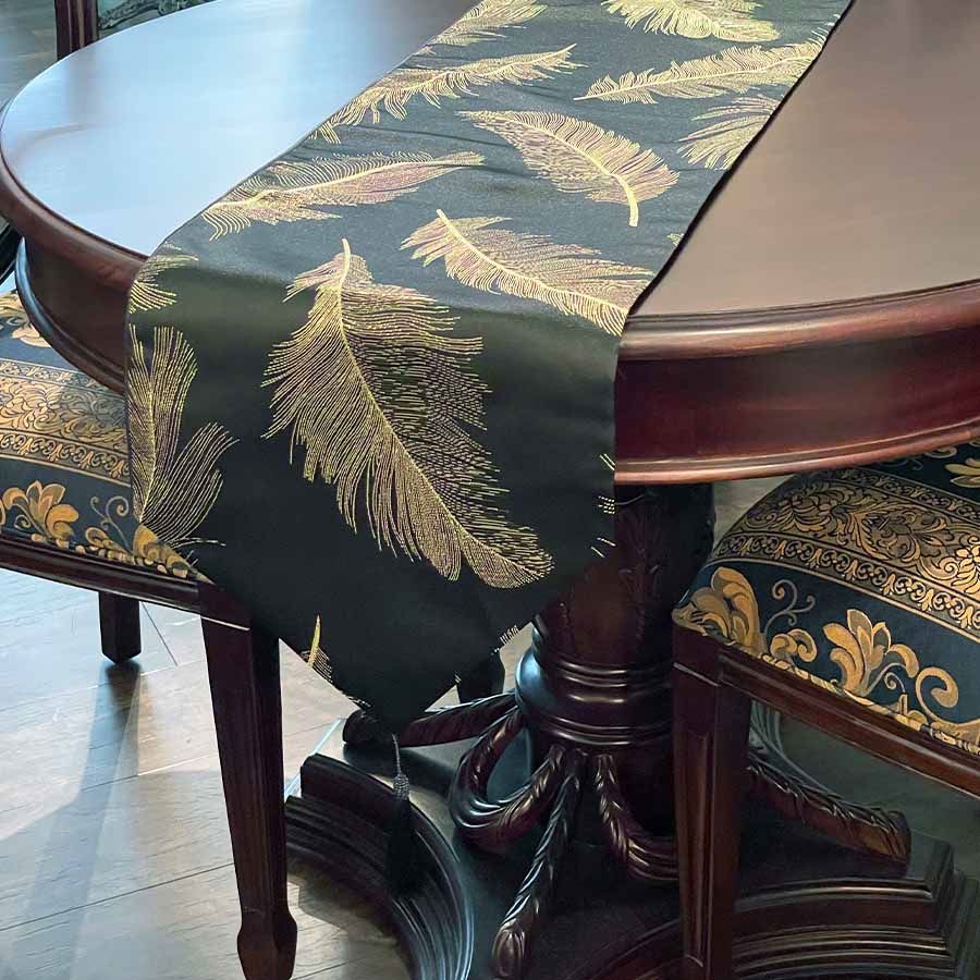 フェザー刺繍 テーブルランナー 33x200cm