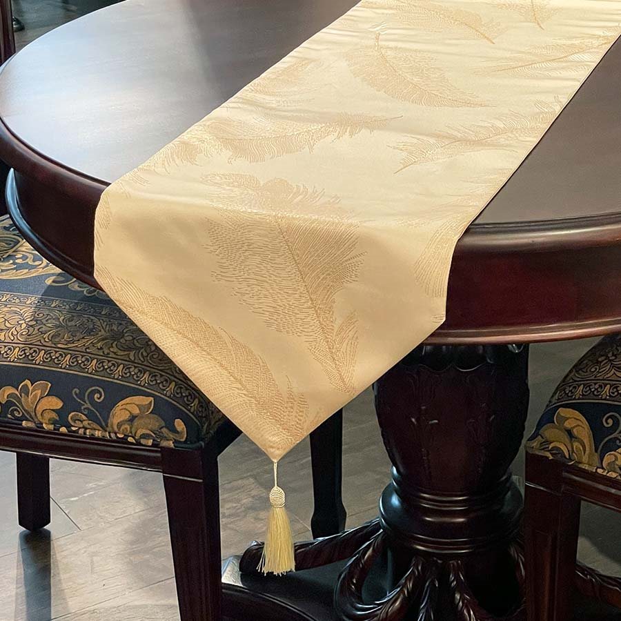 フェザー刺繍 テーブルランナー 33x200cm