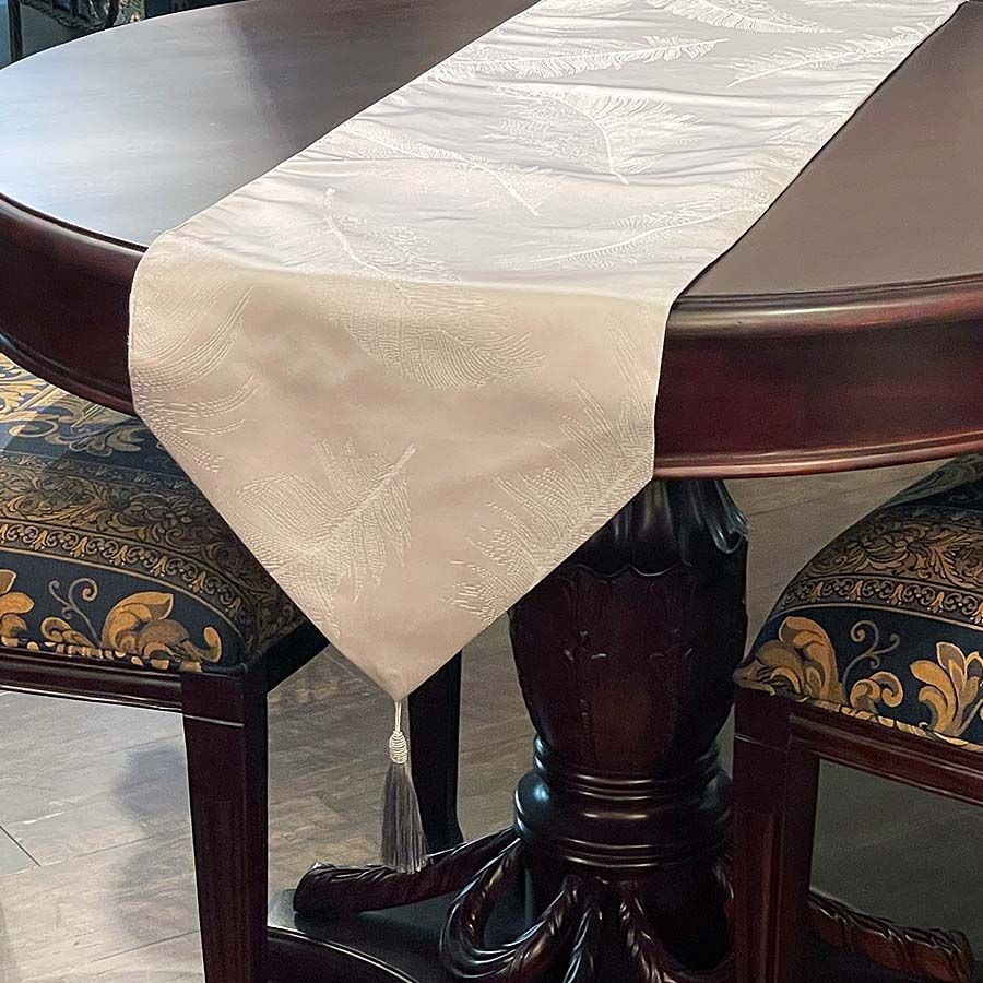 フェザー刺繍 テーブルランナー 33x200cm