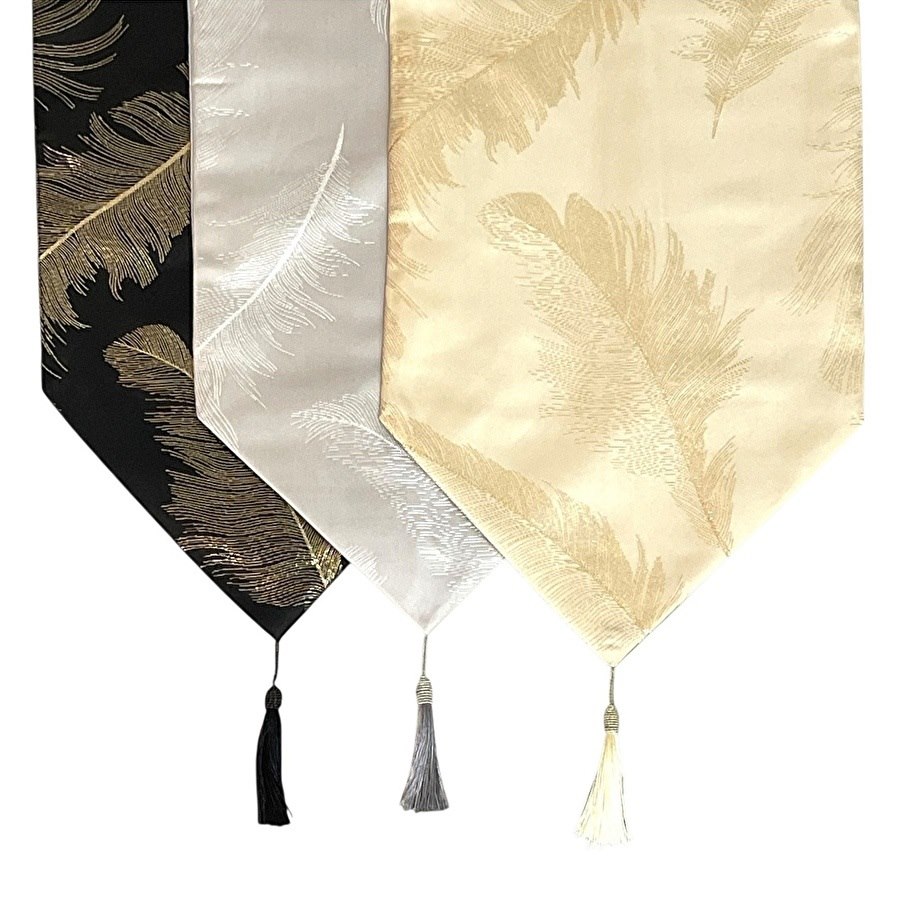 フェザー刺繍 テーブルランナー 33x200cm