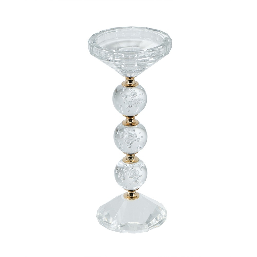 2サイズ展開 ガラス×ゴールド キャンドルホルダー S