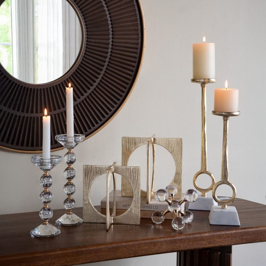 2サイズ展開 ガラス×ゴールド キャンドルホルダー S