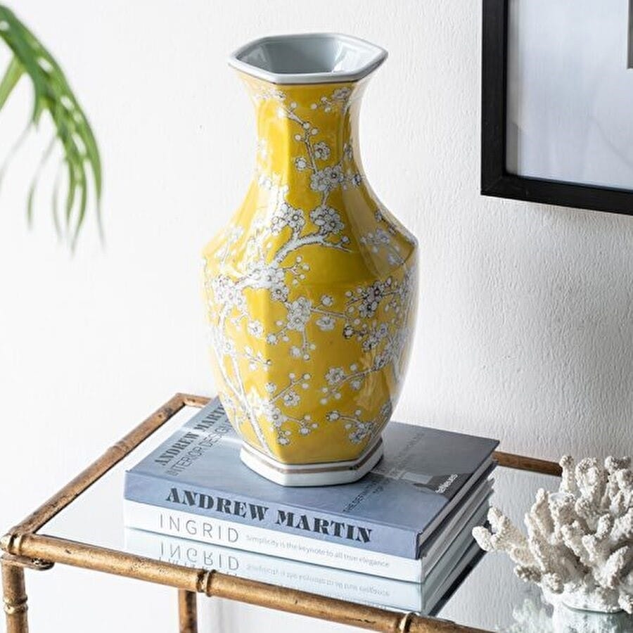 シノワズリ 花びん 六角