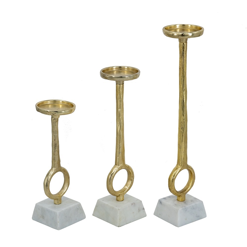 マーブルベース エレガントリング キャンドルホルダー 3SET ゴールド