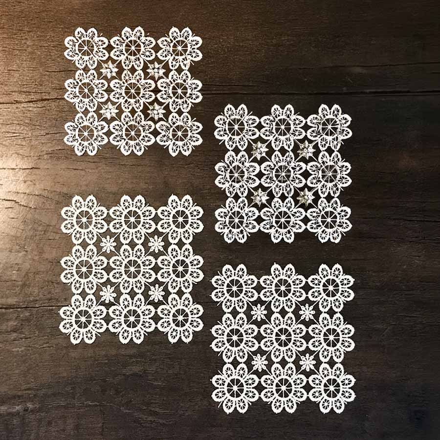 all lace コースター4枚セット ホワイト