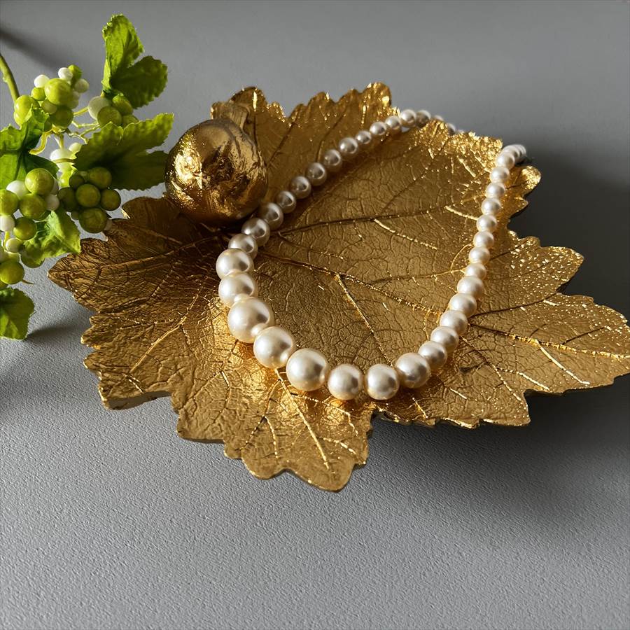 トレイ リーフ 葉 小鳥 ゴールド