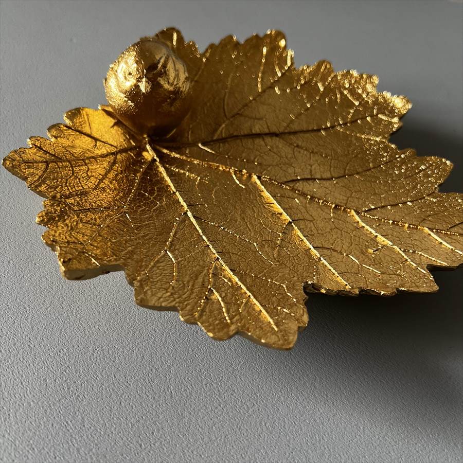トレイ リーフ 葉 小鳥 ゴールド