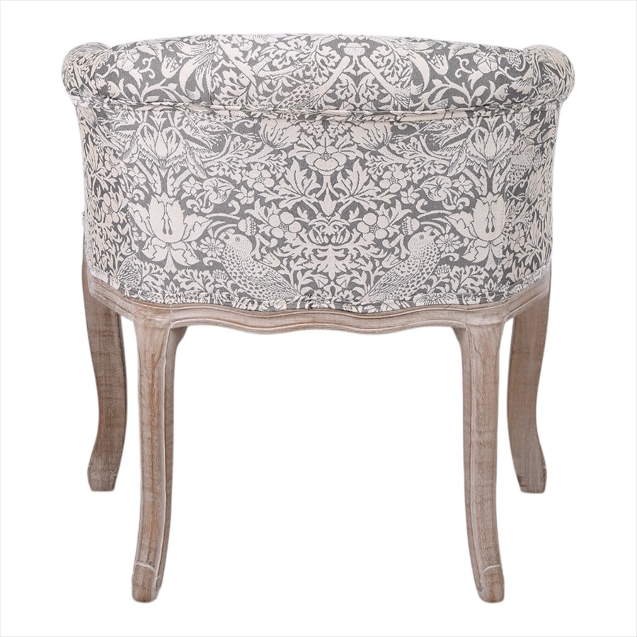 1人掛け ボタン留め ソファ いちご泥棒グレー