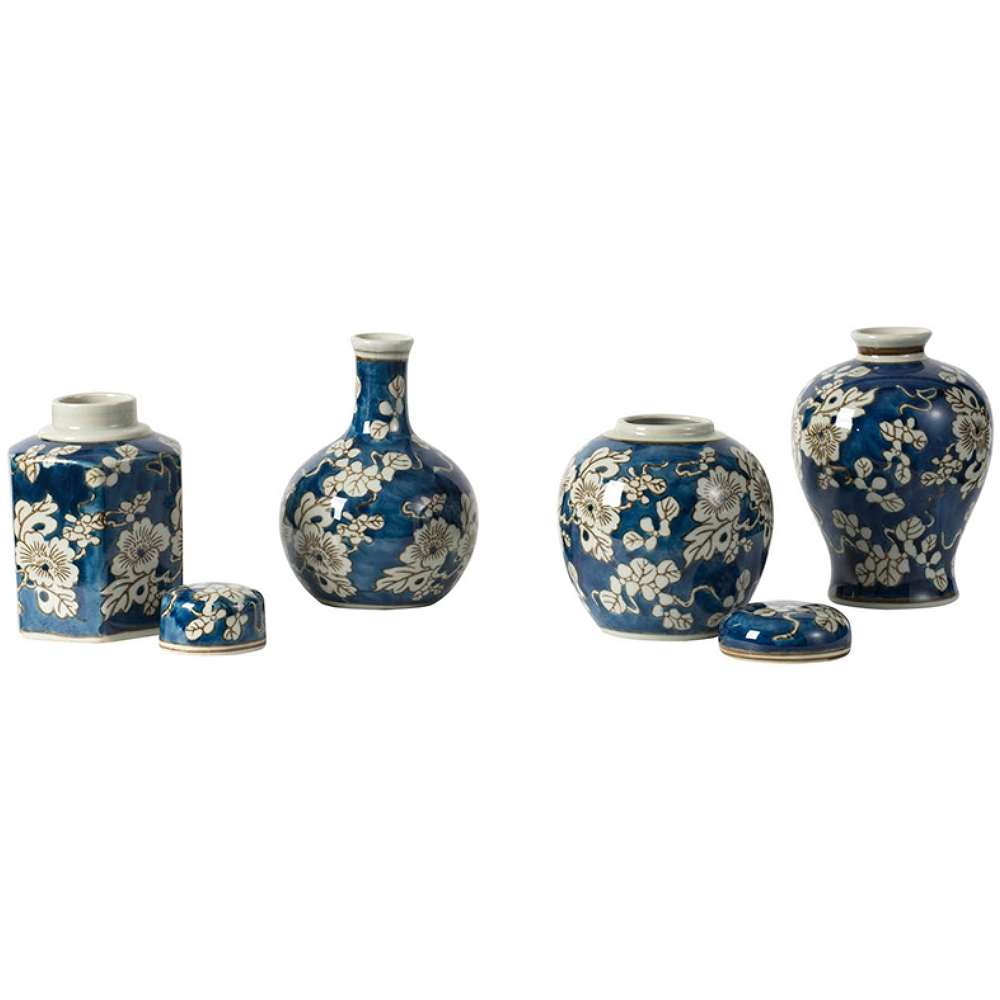 シノワズリ クラシックモダン 花瓶 4セット 陶磁器 モダン 4個 花器 花びん フラワーベース