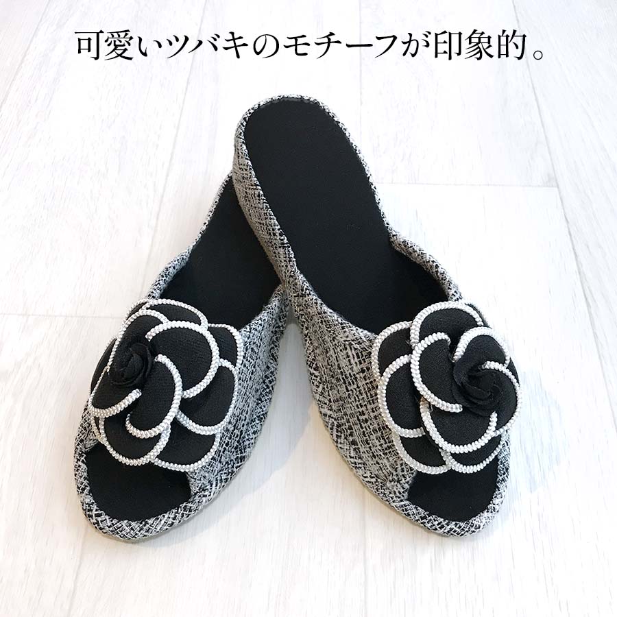 MLサイズ対応 カメリアスリッパ 4cmヒール